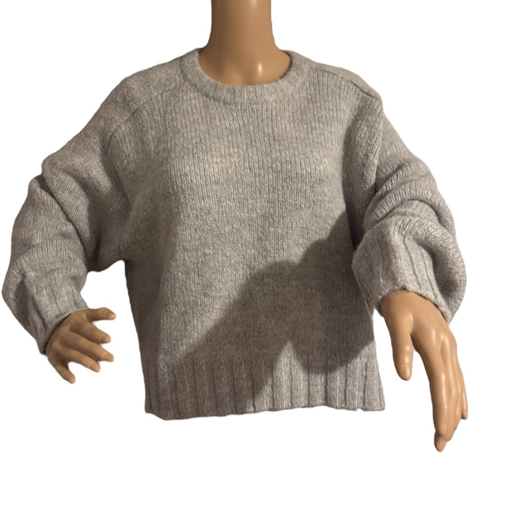 Cosmic Blue Love Boxy Fuzzy Crop Knit Sweater Size S